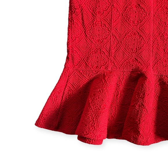 Opening Ceremony Embossed Sheath Tulip Dress in Red, sz Small - Picture 12 of 16